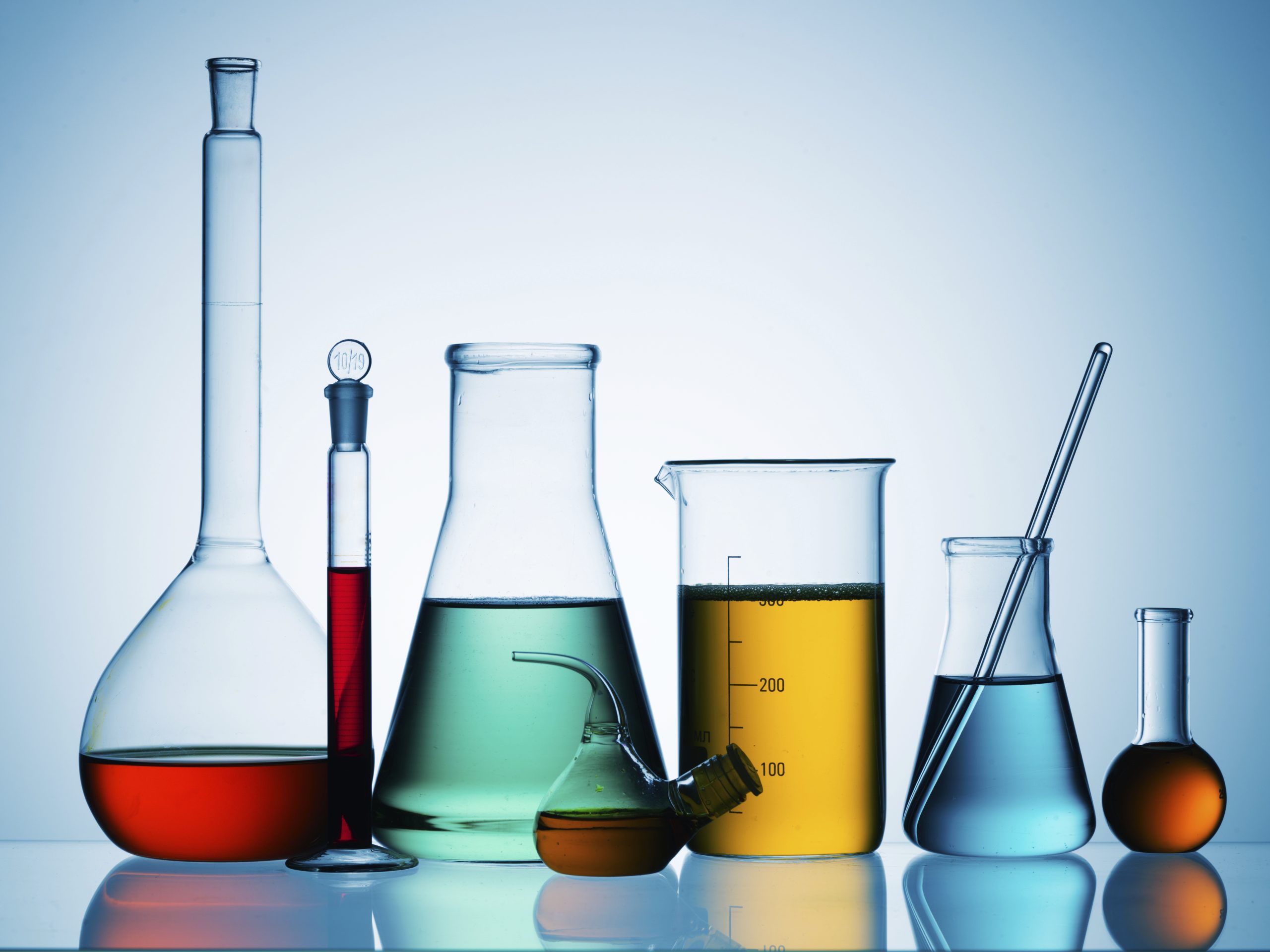 Assorted laboratory glassware equipment